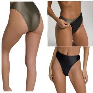 NEW Good American Good Waist High Shine Reversible Bikini Bottom Sz. S